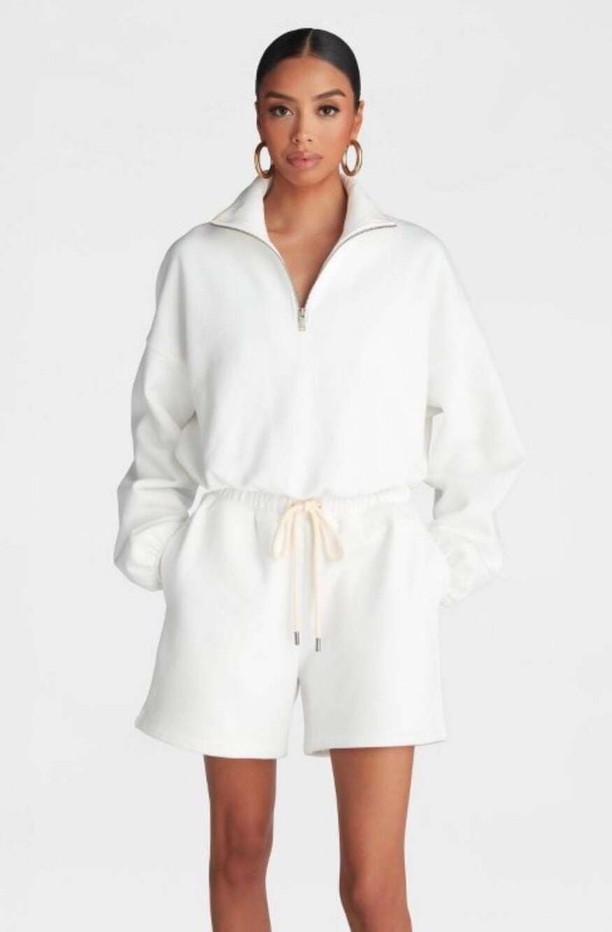 KBB by Kahlana White Quarter Zip Cropped Sweatshirt Size M